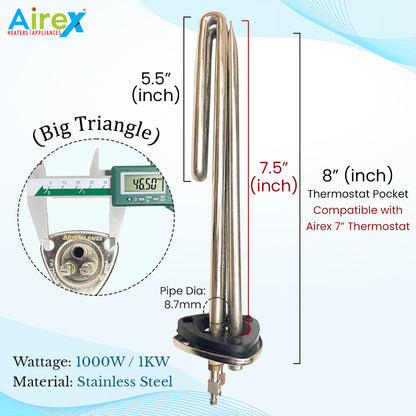 Triangle Type Geyser Heating Element With Thermostat Pocket